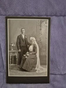 Frank X Pinr Man Standing In Suit  Hand On Women's Shoulder Sitting Cabinet Card - Picture 1 of 2
