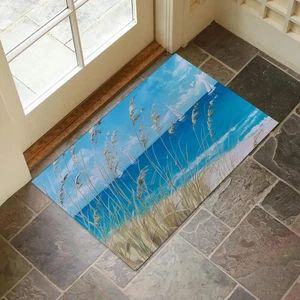 Alfombra de puerta interior escena de playa para entrada, 17x29,5 pulgadas, vista costera al mar Sa... - Imagen 1 de 6