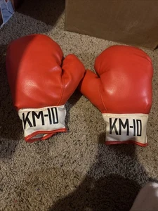 Guantes de boxeo KM-10 rojos y blancos vintage años 70 - Imagen 1 de 2