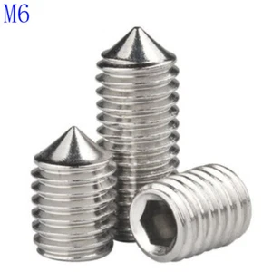 M6 304 Stainless Steel Grub Screws Cone Point Hex Socket Set Screws Bolts - Picture 1 of 4