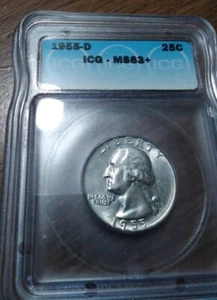 1955-D  Washington Silver Quarter  25c MS63+ - Picture 1 of 4