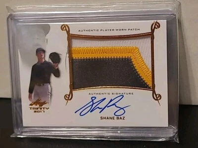 RARE! 🔥 Shane Baz 2017 Leaf Trinity ON CARD AUTO + PATCH Rookie RC Signed - Image 1 of 2