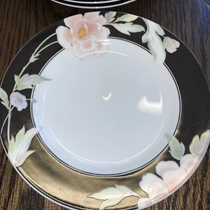 6-teiliges Set Vintage Finesse Fine China Japan Black Magic 7,5" Dessert Salatteller SCHÖN - Bild 1 von 2