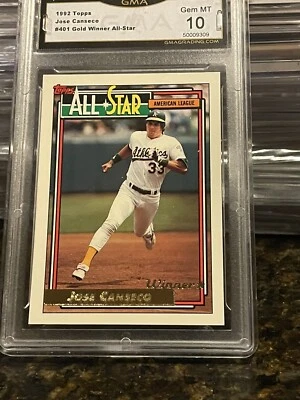 1992 TOPPS GOLD JOSE CANSECO  Bash Brothers ALL STAR GMA 10 GEM MINT - Image 1 of 4