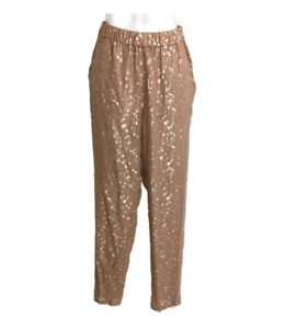 Elizabeth & James Trent Silk Pants Womens Size S Pink Gold Lined Oversized