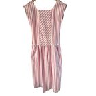 Cute Vintage Pink White Stripe Summer Dress 80’s Womens 8