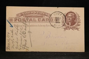 Nebraska: cartolina postale Duff 1889, DPO Rock Co - Foto 1 di 2