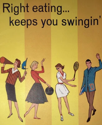 Folleto de publicidad vintage de leche de clavel 1960 comer bien te mantiene balanceándote Foto 1 de 4