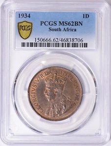 South Africa 1934 Penny KM-14.3 PCGS MS-62 BN - Picture 1 of 3