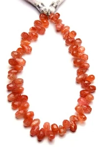 Natural Gem Sunstone Faceted 7x5 to 8x5MM Teardrop Shape Briolettes 9" Strand - Picture 1 of 5