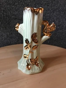 VINTAGE USM PORCELAIN 22K GOLD GREEN BUD VASE - Picture 1 of 8