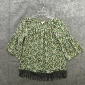 Charming Charlie Women's Blouse Top Medium Green 100% Polyester Lace 3/4 Sleeve - Picture 1 of 11