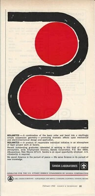 1968 Sandia Laboratories Albuquerque NM Print Ad "Rolamites" Recruitment Ad - Image 1 of 4