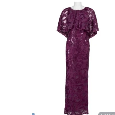 NWT $250  Adrianna Papell Boat Neck Embroid Mesh Dress sz 4maxi evening seqiun - Image 1 of 4