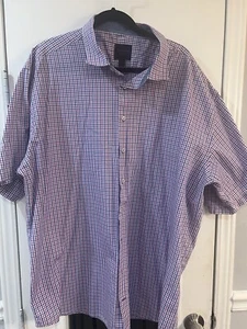Linea Uomo Mens Button Down Up XXXXL 4XL Red/White/Blue Plaid Shirt - Picture 1 of 9
