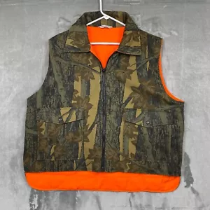 Vtg Winchester Conceal Trebark Camo Blaze Orange Reversible Hunting Vest 2XL - Picture 1 of 11