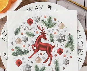 ALMOST FREE SHIPPING 2 Individual Decoupage Paper Napkins (Red Reindeer) - Picture 1 of 3