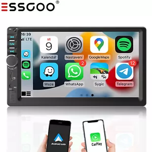 Doble 2 Din 7" Coche Estéreo Pantalla Táctil Coche Radio Apple CarPlay Unidad Principal BT USB - Imagen 1 de 16