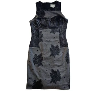 Anthropologie Maeve Dress Women's M Gray Midi Lace Bodycon Neutral Career Party - Picture 1 of 8