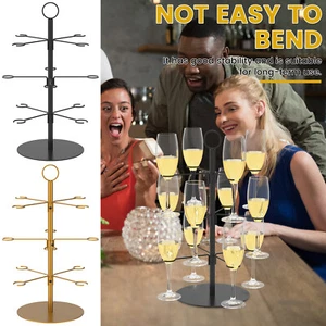 Cocktail Tree Stand 3 Tiers Champagne Display Stand 12 Holders Wine Glass leDds+ - Picture 1 of 22