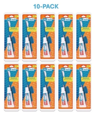 **PACOTE COM 10** Kit de viagem escova de dentes Dr. Fresh com descanso plus+ pasta e tampa de cabeça de escova - Imagem 1 de 3