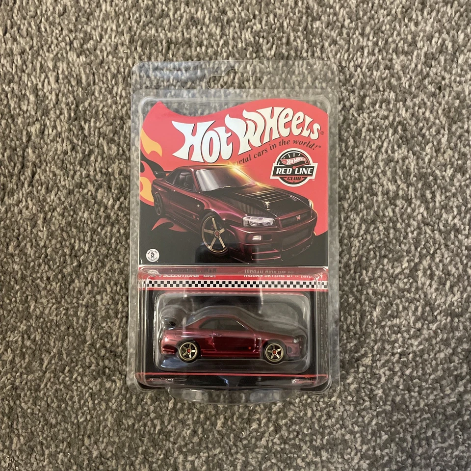 Nissan Skyline GT-R (BNR34) rojo exclusivo de Hot Wheels RLC Foto 1 de 2