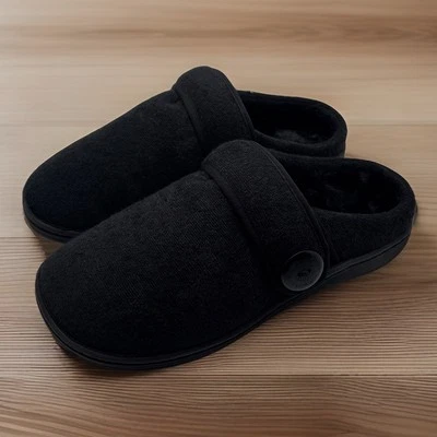 Glolily MIA Slippers Black Slip On Mule Memory Foam Cozy Fuzzy Size 6M New - Image 1 of 4