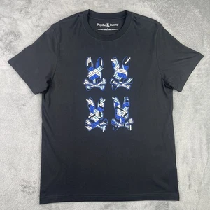 T-shirt Psycho Bunny uomo 5 media nera blu 4 teschio ossa incrociate logo audace spigoloso - Foto 1 di 9