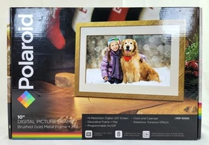 NIOB Polaroid 10" DIGITAL PICTURE FRAME, Brushed Gold 4 USB, Memory Card w/ DEMO - Picture 1 of 8