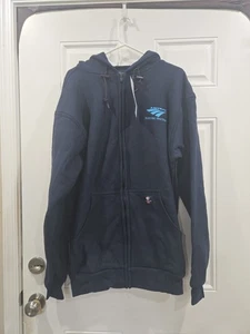 Tyndale Hoodie Men FR Blue Zip Up Sweatshirt Cotton USA Made Work Large Long - Picture 1 of 6