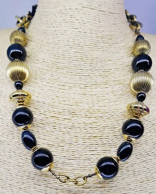 COLLANA DEA PREZIOSI ARGENTO 925 ANTICATO ONICE PERLE LUNGA 68CM 5ANNI GARANZIA - Immagine 1 di 3