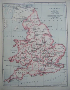 Original 1899 Antique Map England & Wales 1485-1603 - Picture 1 of 3