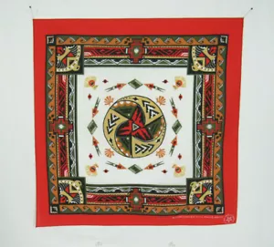 Vintage 1960er Jahre SOUTHWESTERN NATIVE AMERICAN STIL SCHAL 21 3/4 x 21 1/2" BAUMWOLLE POLY - Bild 1 von 8