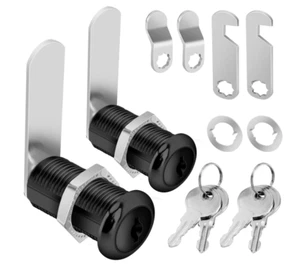 Cam Locks Black Cabinet Locks Keyed Alike, 1-3/8'' (Length) Cylinder Secure File - Picture 1 of 7