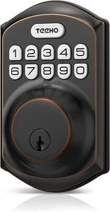 TEEHO TE001 Keypad Deadbolt, Oil Rubbed Bronze Weatherproof Keyless Entry - Picture 1 of 10