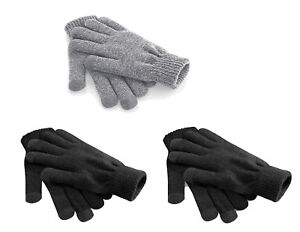 Warm Unisex Black Grey or Blue Touchscreen Smart Gloves