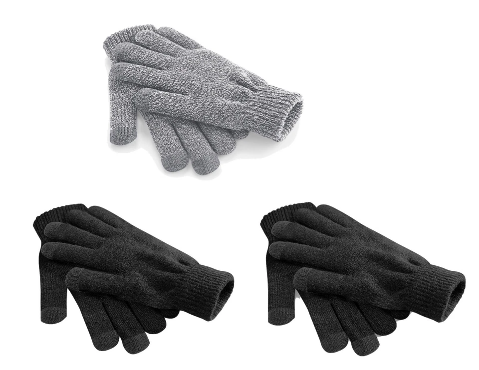 Chaud Unisexe Noir Gris ou Bleu Écran Tactile Smart Gants - Photo 1/1