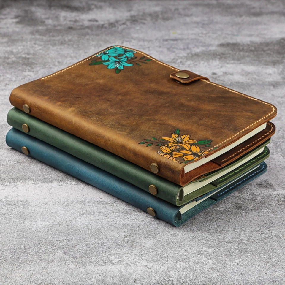 D&M LEATHER STUDIO Genuine Leather Journal for women A5 A6 6 ring Leather Refillable Planner Binder