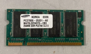 Samsung 256MB DDR PC2700S-25331-A0 333MHz Memory M470L3224DT0-CB3 SoDimm - Picture 1 of 2