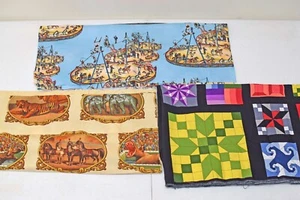 Lot of 3~ Cotton Quilting Fabric~ Fabric Panels~ Circus Theme~ Patchwork Pattern - Picture 1 of 10