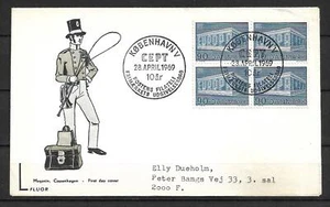 Denmark - Europa Cept - 1969 FDC Cover w/ Block - VF Used !!!!!  (A4923) - Picture 1 of 1