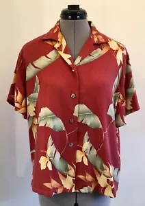 Tommy Bahama Button Down Palmen tropisches Muster Damen 100 % Seide Größe X-Large - Bild 1 von 6