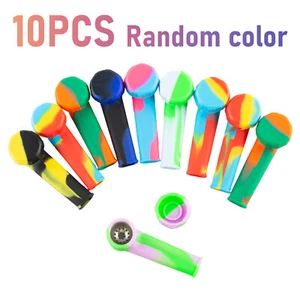 Mini pipa de mano para fumar de silicona de 3,4"" con tazón de metal y pipa de bolsillo con tapa de tapa + - Imagen 1 de 14