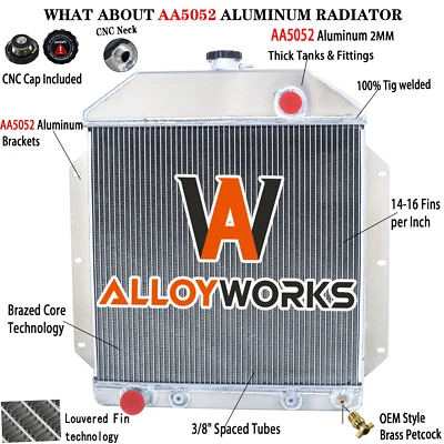 Radiador de aluminio de 4 filas para 49-1953 52 Ford Cars Club Crestline Country Sedán V8 Foto 1 de 4