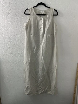 Vestido Cherokee Feminino Bege Tamanho M Pulôver Mescla de Linho Bolsos Modestos Botões - Imagem 1 de 4