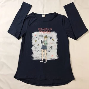 Zara Kids Shirt Girls 13/14 Years Blue Dreaming in Paris Graphic - Picture 1 of 10