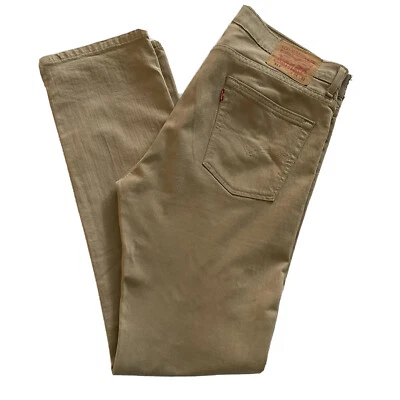 Pantalones de mezclilla Levi's 513 para hombre W36 L33 color tostado pierna recta rojo lengüeta cintura 36" entrepierna 33" Foto 1 de 4