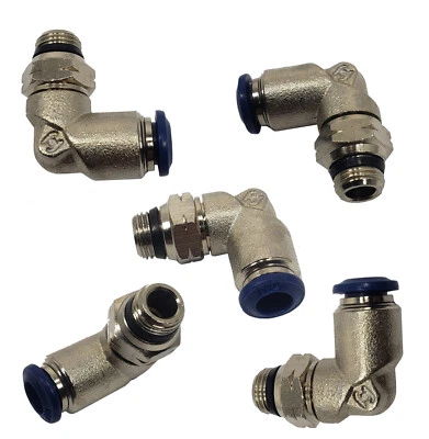 5 PACK AIGNEP 5UPL7 87110-04-02 1/4" Tube 1/8" Pipe Metal Male Swivel Elbow 90° - Image 1 of 4