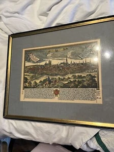 framed antique city map Brussels Belgium - Picture 1 of 9