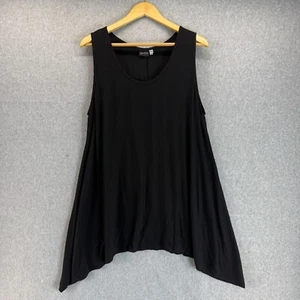 Iguana Womens Large Black Sleeveless Tank Tunic Asymmetrical Rayon Lagenlook - Picture 1 of 10